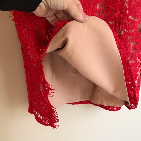 Free People x Fame and Partners Mollie Mini Dress Red Lace - Picture 5 of 10